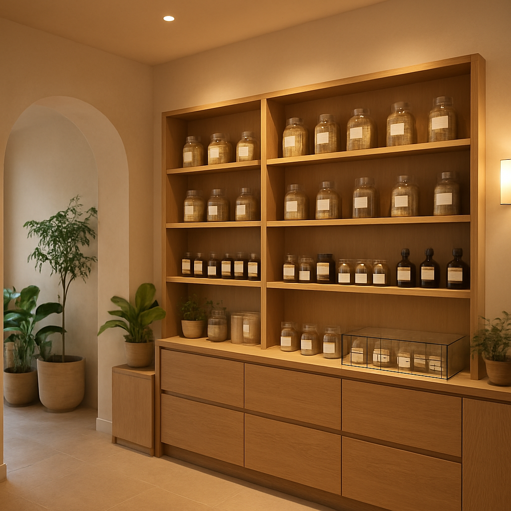 Warm, modern interior of the Herbal Wellness Center dispensary